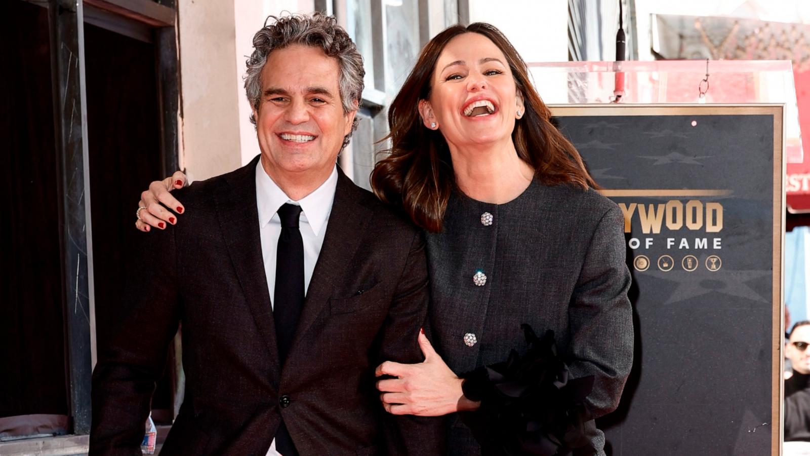 PHOTO: Mark Ruffalo and Jennifer Garner attend as actor Mark Ruffalo is honored with a star on The Hollywood Walk of Fame on Feb. 08, 2024 in Hollywood, Calif.