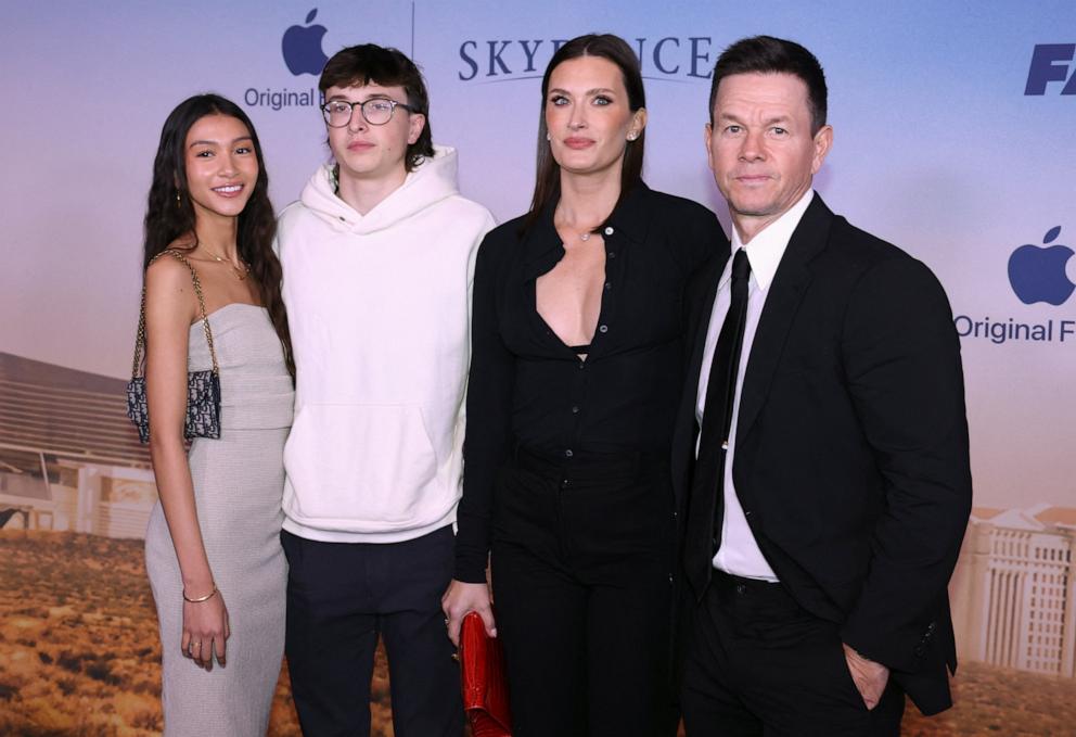 PHOTO: ith his wife Rhea Durham, son Michael, and Michael's partner Sunni Gaines attend the world premiere of Apple Original Film's "The Family Plan" at The Chelsea at The Cosmopolitan of Las Vegas, Dec. 13, 2023. 