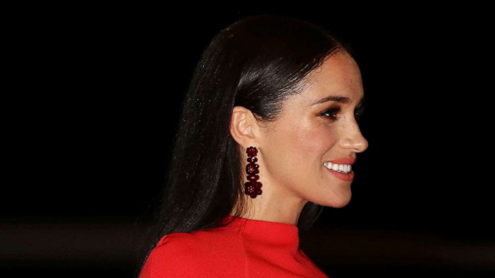 PHOTO: Meghan, the Duchess of Sussex, arrives with Prince Harry at the Royal Albert Hall in London, March 7, 2020, to attend the Mountbatten Festival of Music.