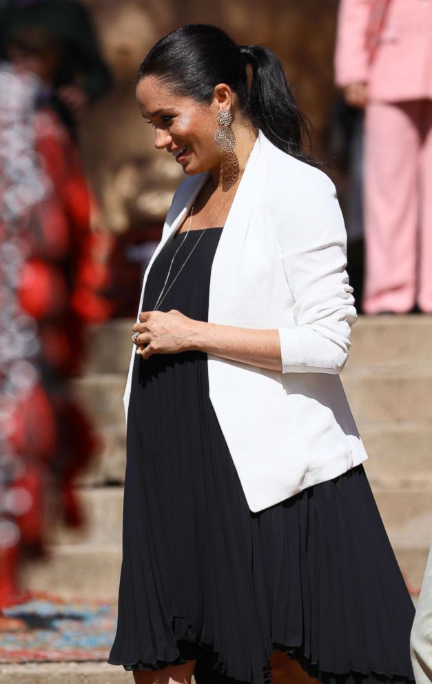 PHOTO: Meghan, Duchess of Sussex walks through the walled public Andalusian Gardens which has exotic plants, flowers and fruit trees during a visit, Feb. 25, 2019, in Rabat, Morocco.