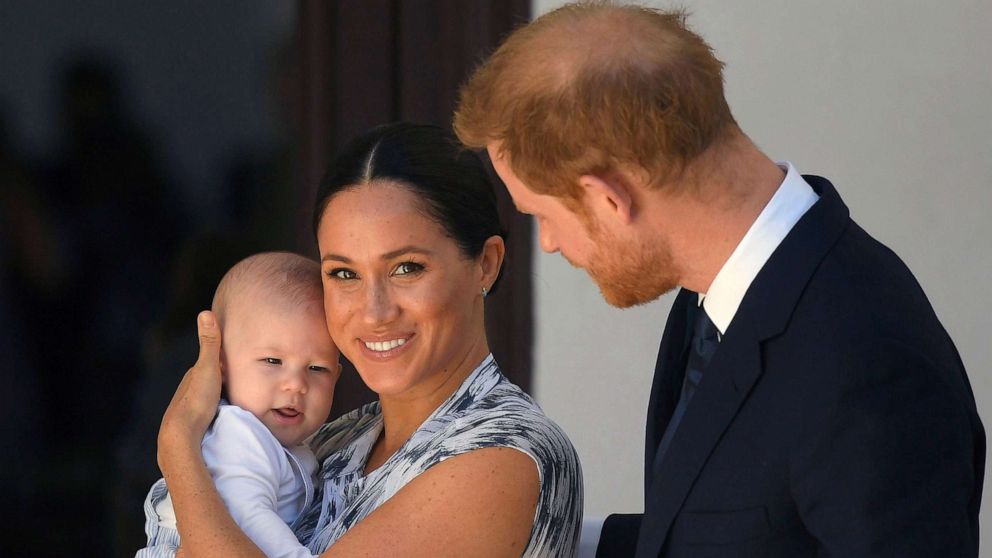 PHOTO: Meghan, Duchess of Sussex, holds  their son Archie with Britain's Prince Harry, Duke of Sussex during a visit at the Desmond & Leah Tutu Legacy Foundation in Cape Town, South Africa,  Sept. 25, 2019.