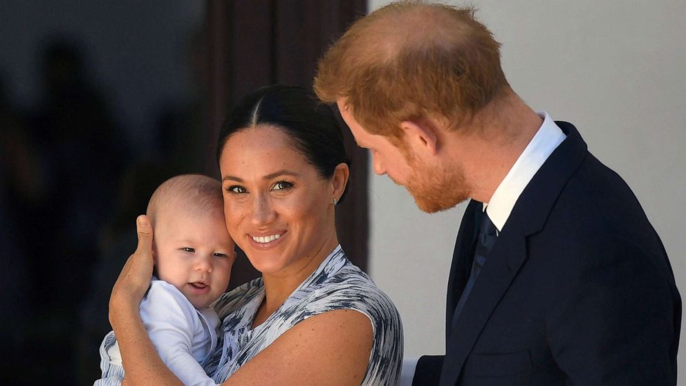 PHOTO: Meghan, Duchess of Sussex, holds their son Archie with Britain's Prince Harry, Duke of Sussex during a visit at the Desmond & Leah Tutu Legacy Foundation in Cape Town, South Africa, Sept. 25, 2019.