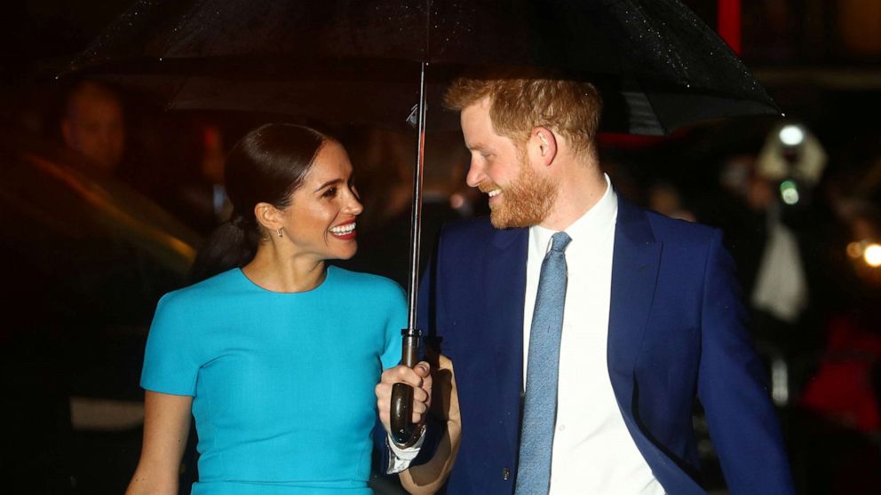 PHOTO: Prince Harry and his fiancee Meghan Markle watch a dance performance by Jukebox Collective during a visit at Cardiff Castle in Cardiff, south Wales, Jan. 18, 2018.