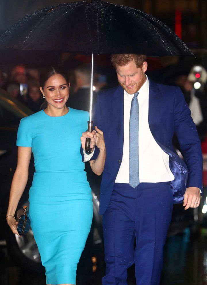 PHOTO: Meghan, Duchess of Sussex and Britain's Prince Harry arrive at the Endeavour Fund Awards in London, March 5, 2020.