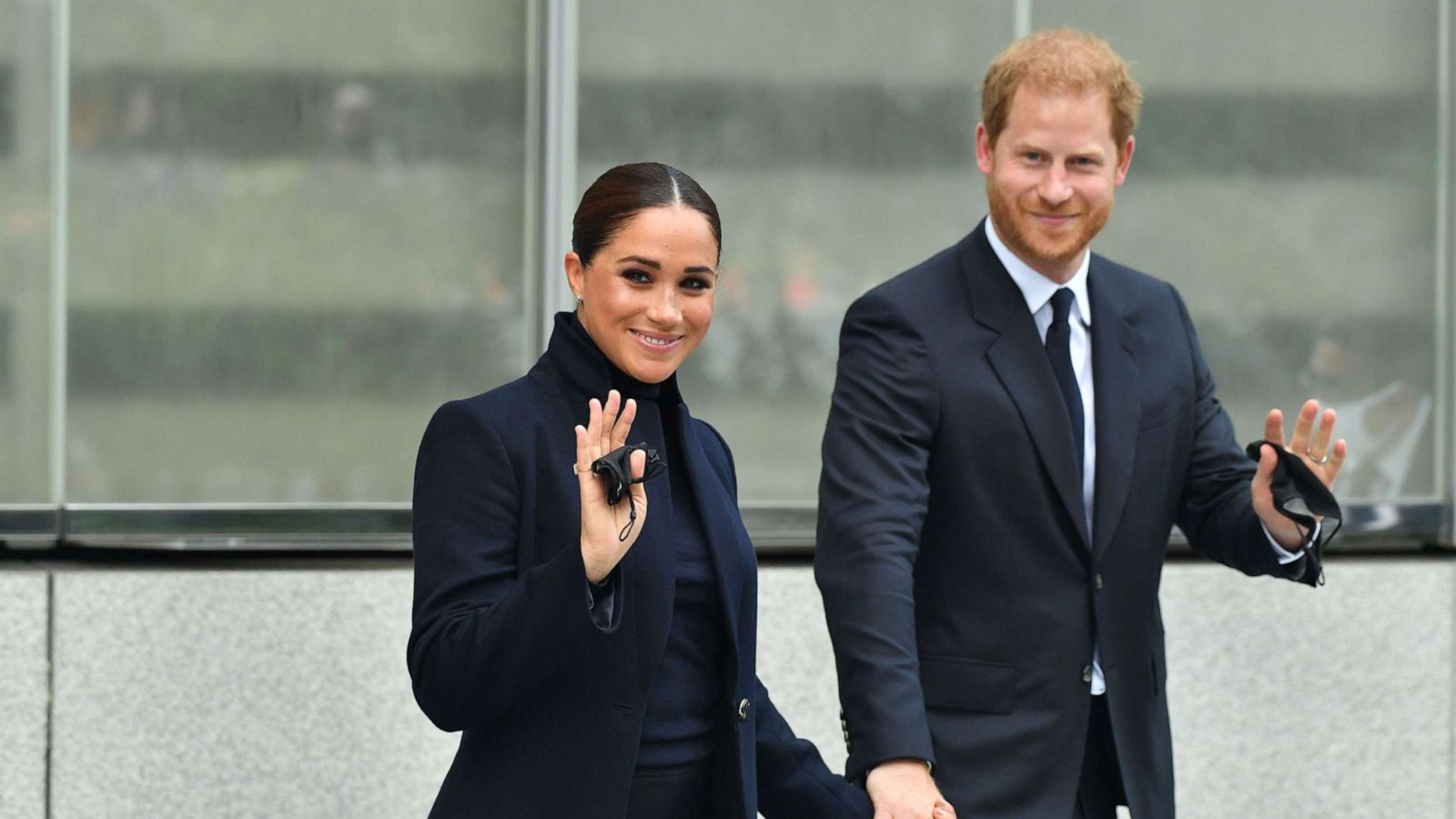 PHOTO: Meghan Duchess of Sussex and Prince Harry visit One World Observatory, One World Trade Center in N.Y., Sep. 23, 2021.