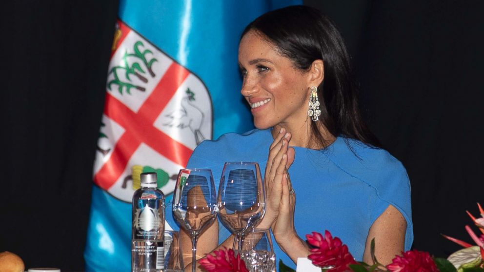 PHOTO: Meghan Markle attends a state dinner hosted by the president of Fiji at the Grand Pacific Hotel, Oct. 23, 2018, Suva, Fiji.