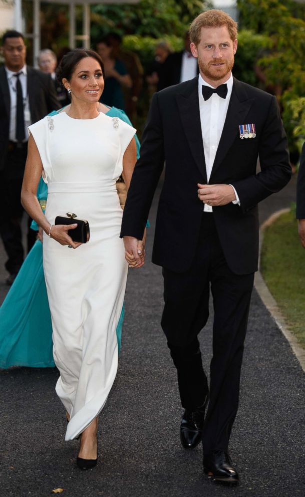 PHOTO: Meghan Markle and Prince Harry, The Duke and Duchess of Sussex at an Official Welcome Reception and Dinner at Consular House in Tonga, Oct. 25, 2018.