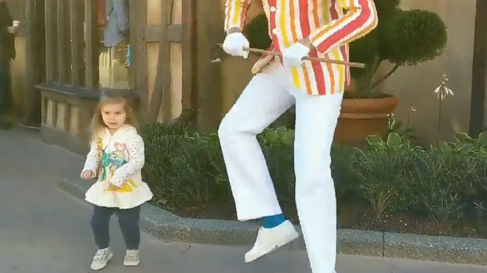 PHOTO: Marceline Raider, 2, joined Mary Poppins' friend Bert in performing the penguin dance which was made famous by Dick Van Dyke in the 1964 Disney film.