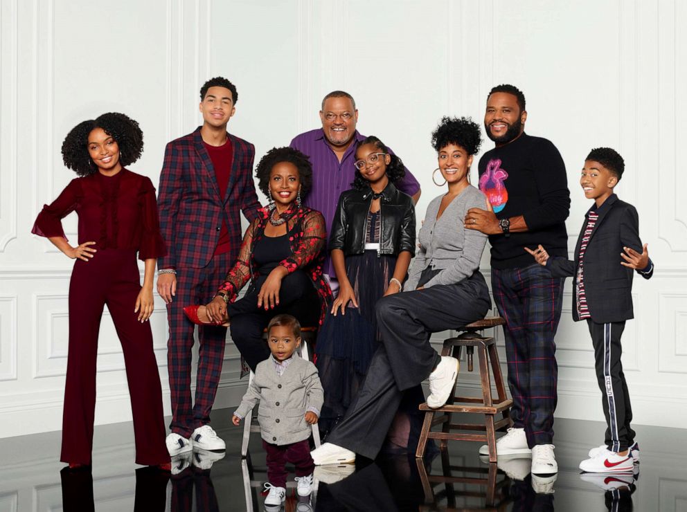 PHOTO: ABC's "black-ish" stars Yara Shahidi, Marcus Scribner, Jr., Jenifer Lewis, Austin and Berlin Gross, Laurence Fishburne, Marsai Martin, Tracee Ellis Ross,  Anthony Anderson, and Miles Brown. 