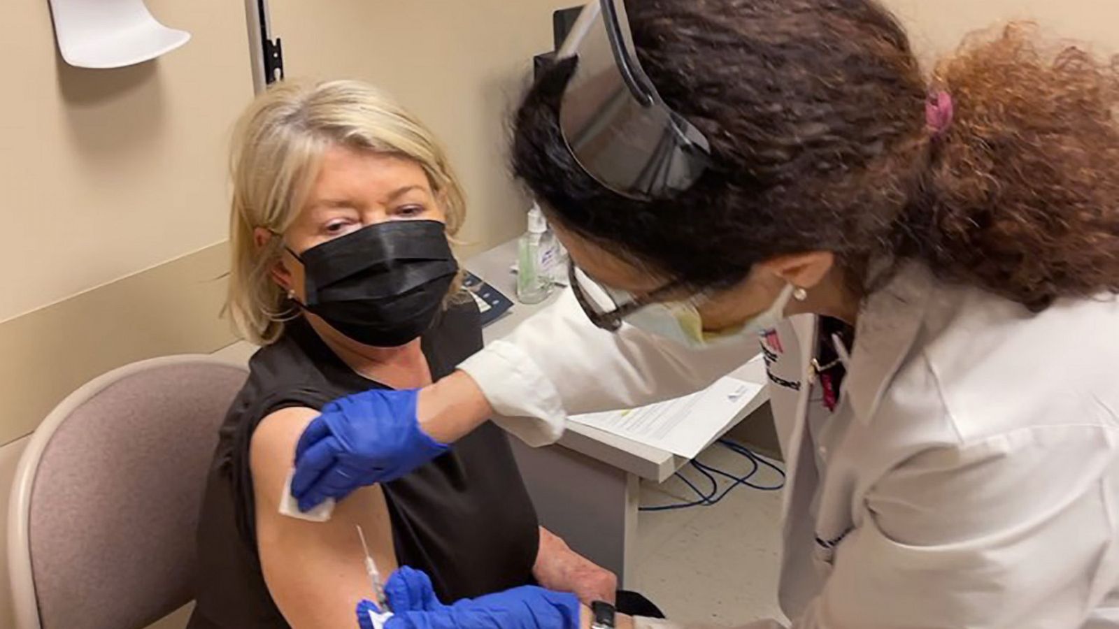 PHOTO: Martha Stewart posted a video on Instagram while getting vaccinated for COVID-19, Jan. 12, 2021.