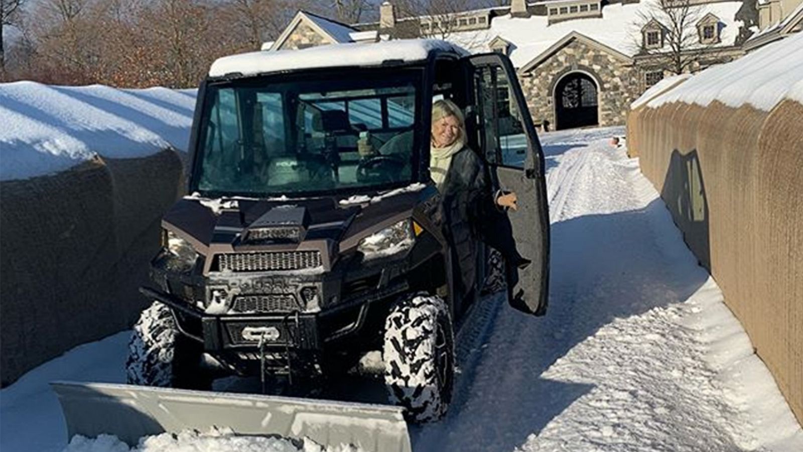 PHOTO: Martha Stewart rides in a utility vehicle with a snow plow attached in a photo posted to her Instagram account on Jan. 19, 2020.