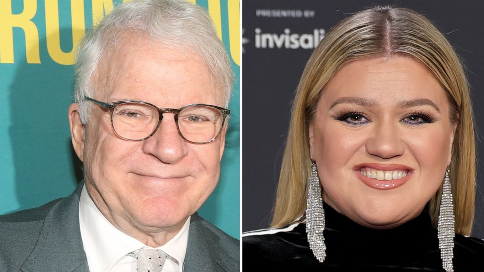 PHOTO: Steve Martin on Feb. 9, 2023 in New York City. | Kelly Clarkson on Feb. 9, 2023 in Phoenix.