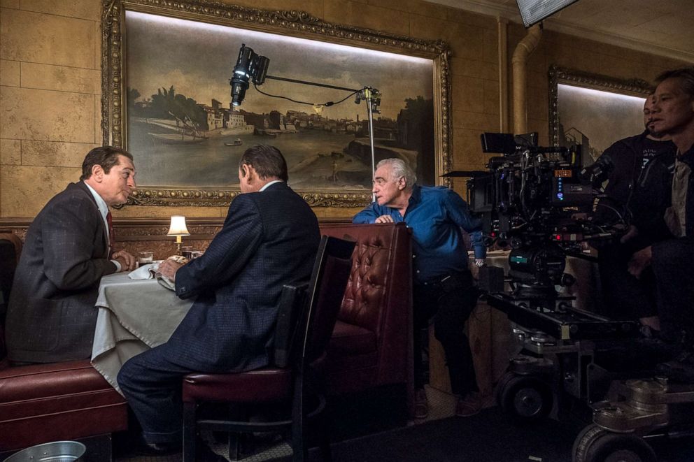 PHOTO: Martin Scorsese directs Robert De Niro and Joe Pesci in a scene from "The Irishman."