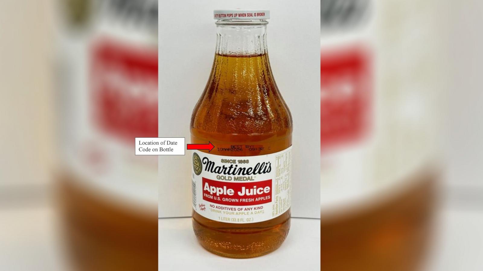 PHOTO: S. Martinelli & Company has issued a voluntary recall for a single lot of Martinelli’s One-Liter Apple Juice.