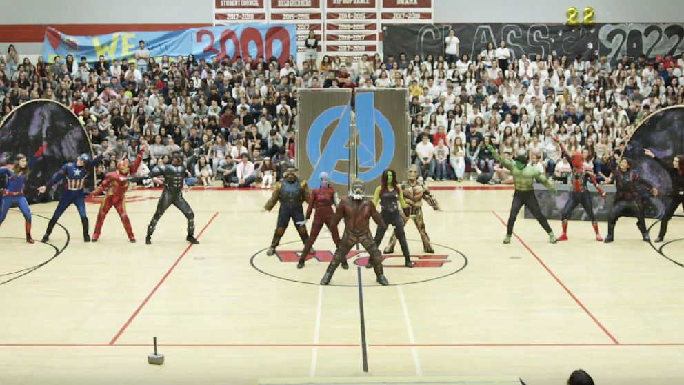 PHOTO: The PAC Dance Team from Walden Grove High School perform a "Marvel"-themed homecoming dance.