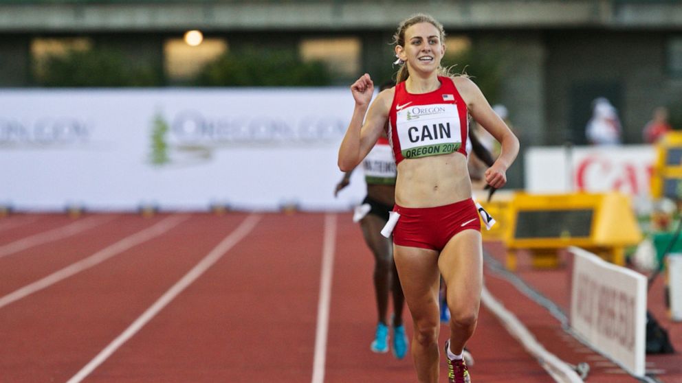 PHOTO: In this July 24, 2014, file photo, Team USA's Mary Cain wins the 3000-meter run at Hayward Field for the IAAF World Junior Championships in Eugene, Oregon.