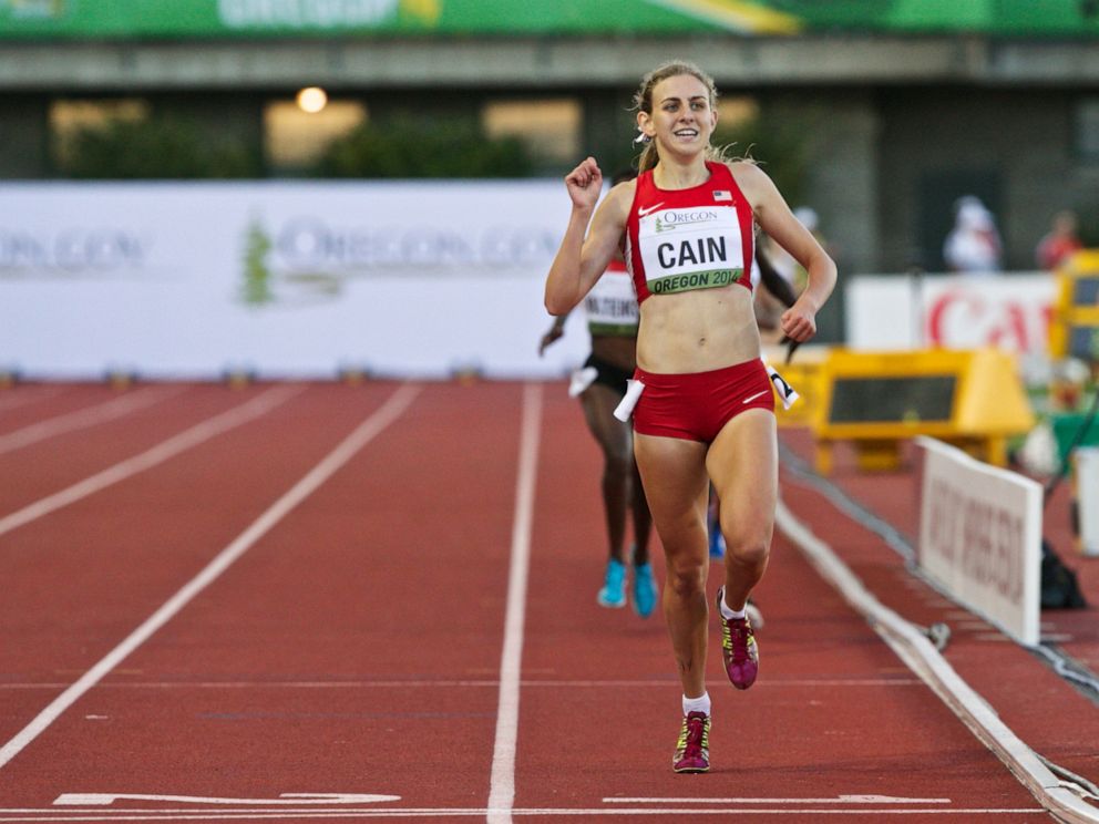 PHOTO: In this July 24, 2014, file photo, Team USA's Mary Cain wins the 3000-meter run at Hayward Field for the IAAF World Junior Championships in Eugene, Oregon.