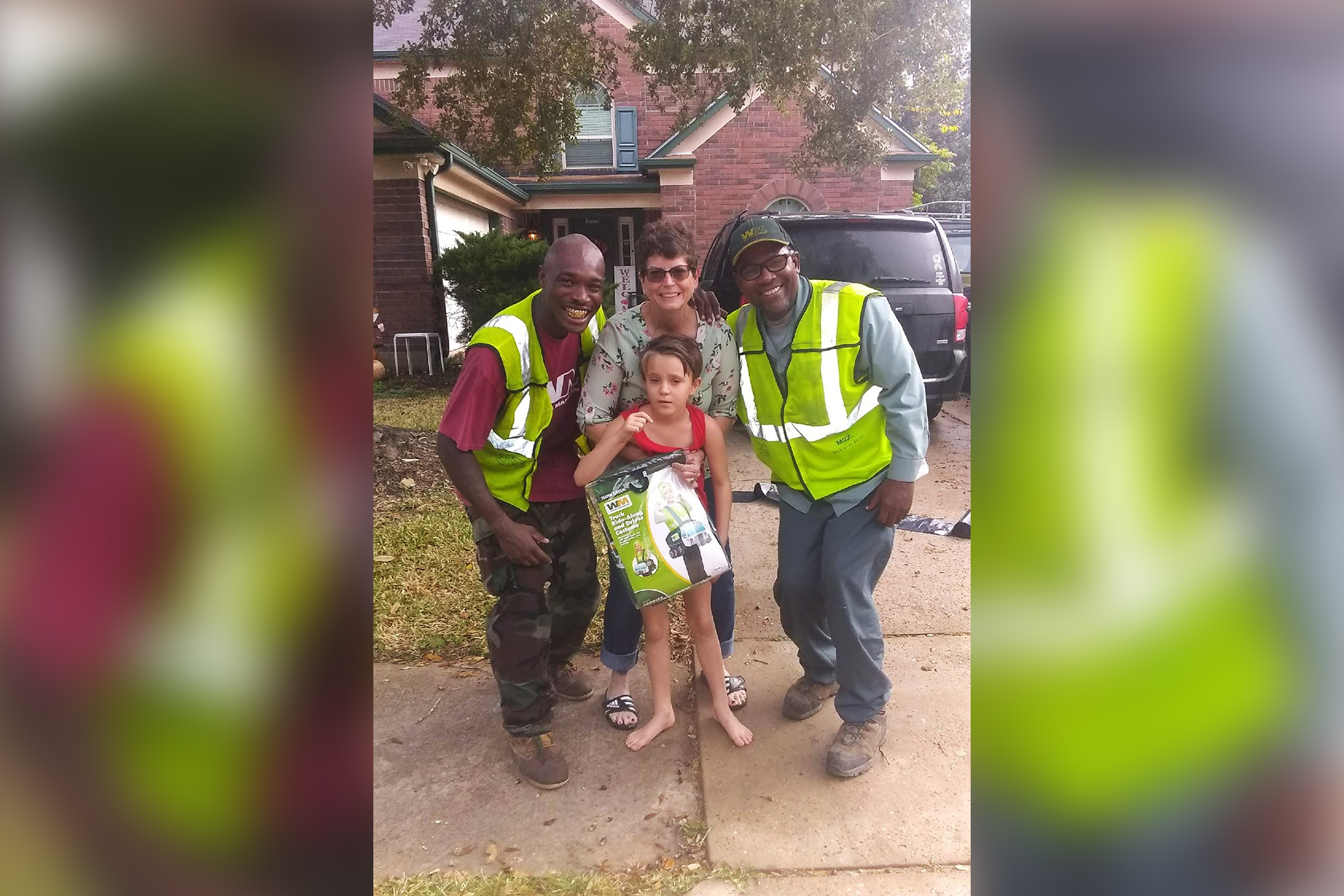 PHOTO: Mary Chaote, a 7-year-old girl with autism loves trash day, she's part of the crew in Pearland, Texas.