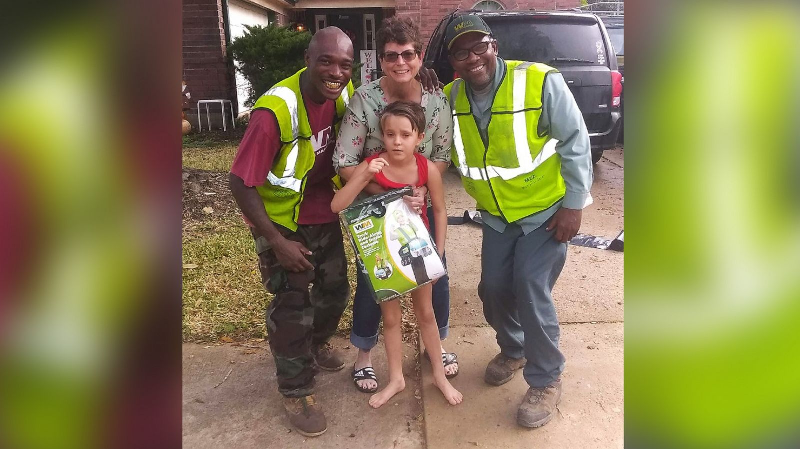 PHOTO: Mary Chaote, a 7-year-old girl with autism loves trash day, she's part of the crew in Pearland, Texas.