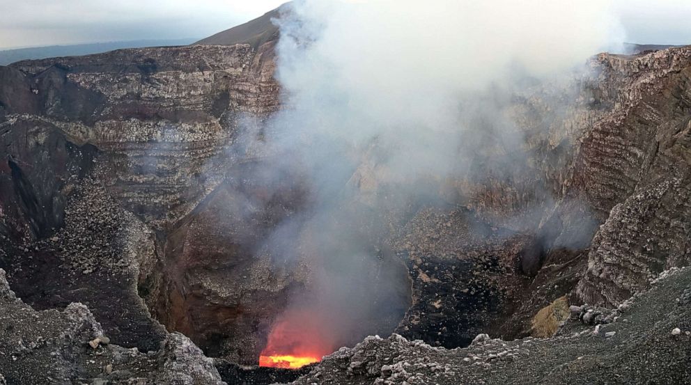 PHOTO:Gases rises from the lava lake at the Masaya Volcano, during a day in April 2016 in Masaya, Nicaragua.