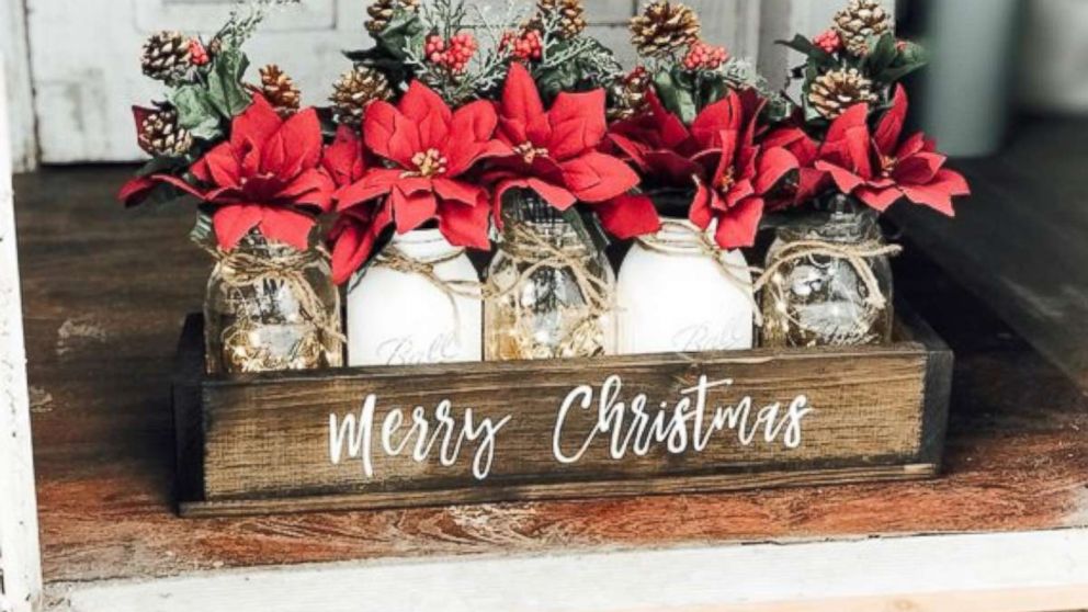 These Christmas-themed mason jars are available on Etsy.