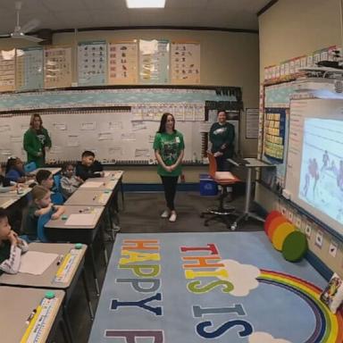 PHOTO: Amber Kiley, a second-grader teacher, and her students at the MaST Community Charter School in Philadelphia, Pennsylvania.