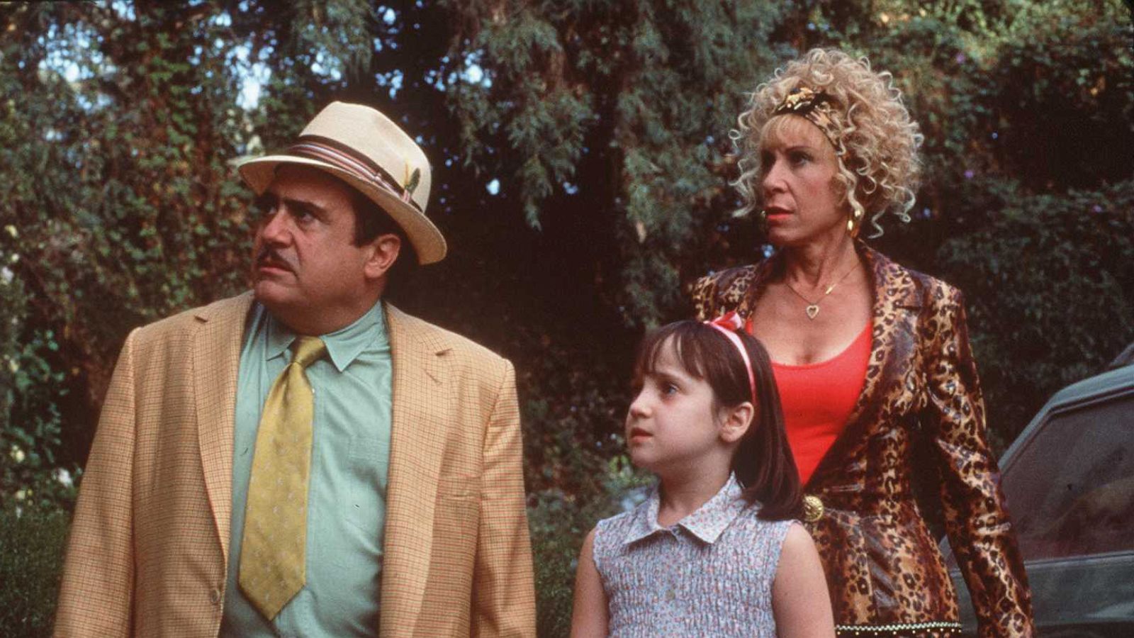 PHOTO: Mara Wilson, center, with Danny DeVito and Rhea Perlman in the 1996 film "Matilda."