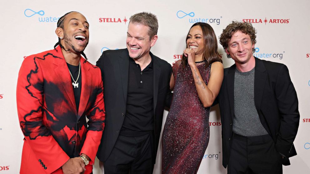 PHOTO: Ludacris, Matt Damon, Zoe Saldana and Jeremy Allen White attend The World's Most Fascinating Dinner at Hall Des Lumieres, on Sept. 21, 2023, in New York.