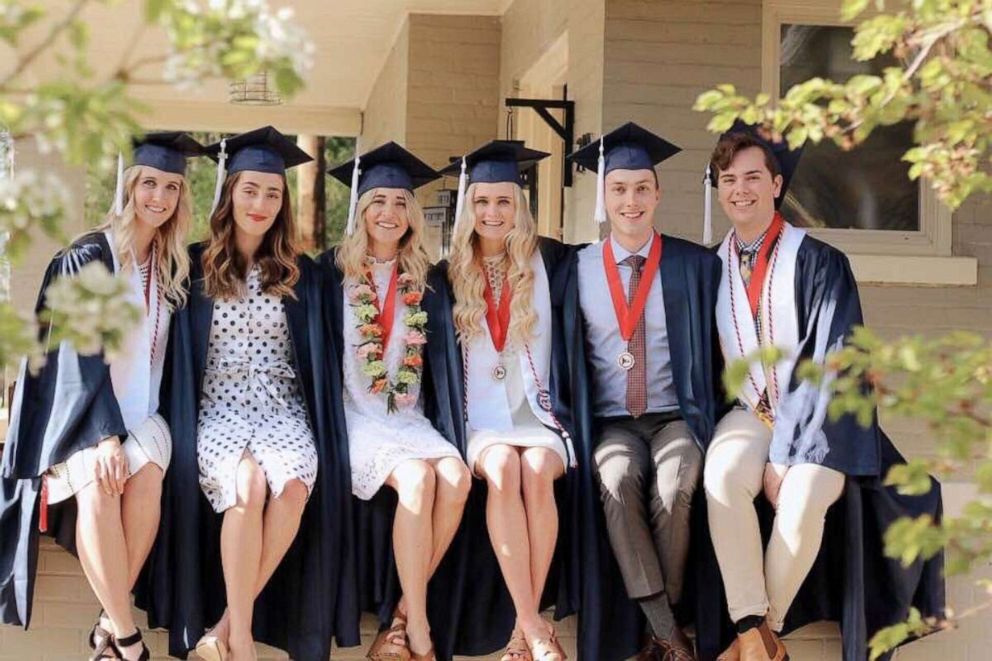 PHOTO: Matt Easton, far right, poses with friends at his 2019 graduation ceremony.