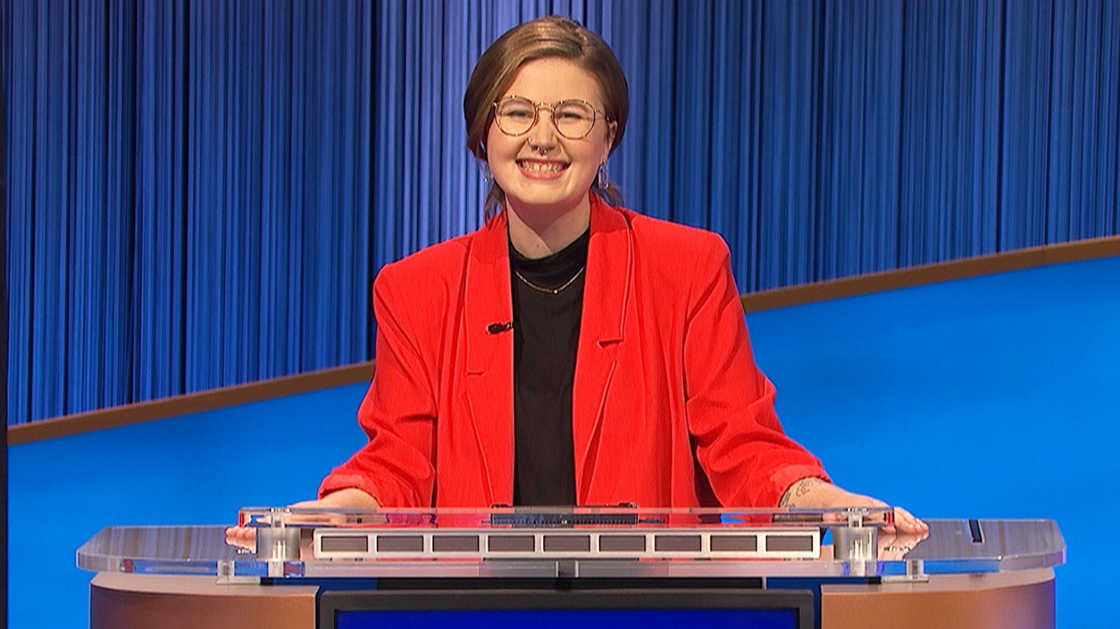 PHOTO: Mattea Roach on the set of "Jeopardy!"