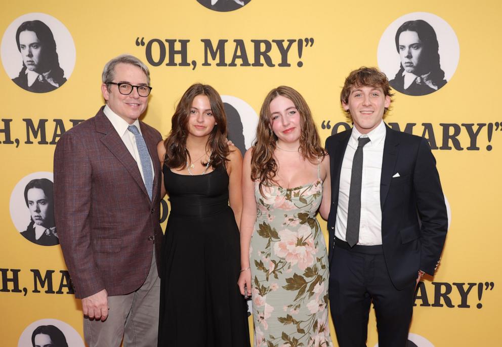 PHOTO: Matthew Broderick (L) and family attend "Oh, Mary" Opening Night at Lyceum Theatre on July 11, 2024 in New York City.