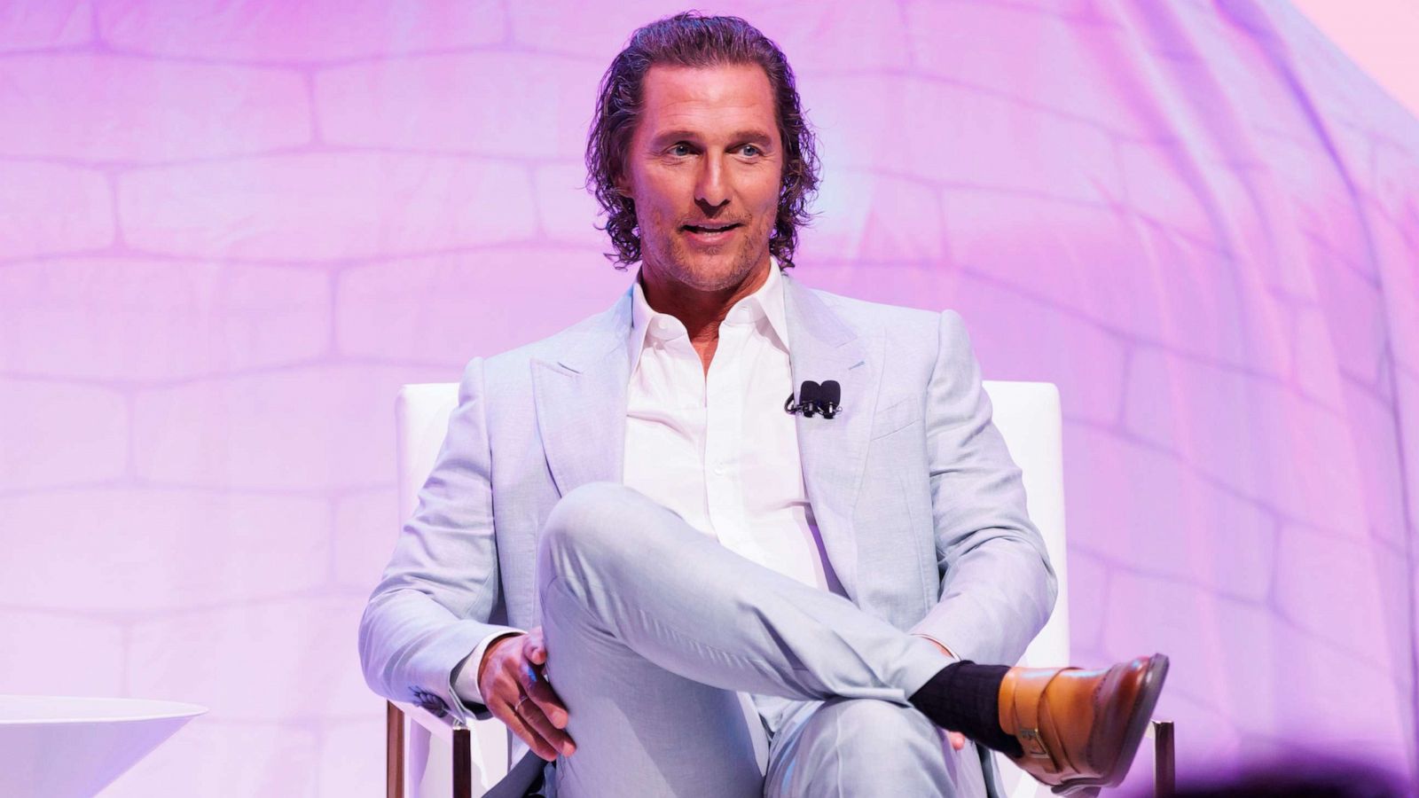 PHOTO: Matthew McConaughey speaks on stage at the Lincoln Centennial Celebration, April 20, 2022, in Los Angeles.