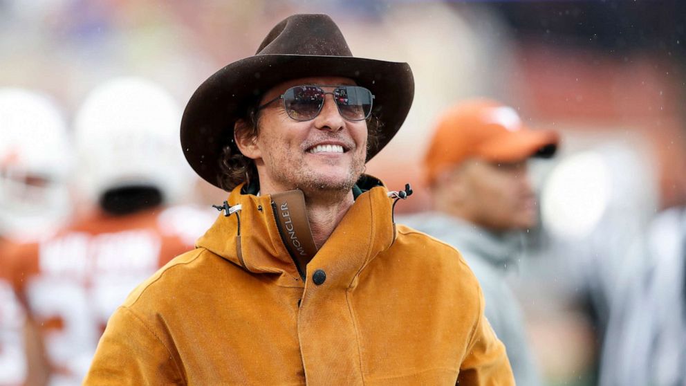 PHOTO: Actor Matthew McConaughey at Darrell K Royal-Texas Memorial Stadium, Nov. 29, 2019, in Austin, Texas.