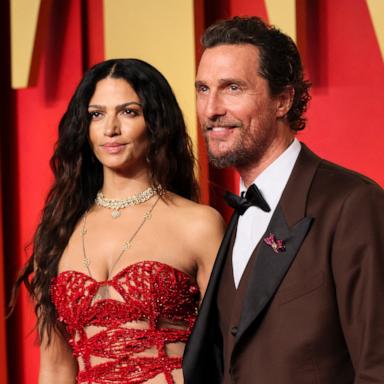 PHOTO: Camila Alves and Matthew McConaughey arrive at the Vanity Fair Oscar party after the 96th Academy Awards, in Beverly Hills, Calif., March 10, 2024. 