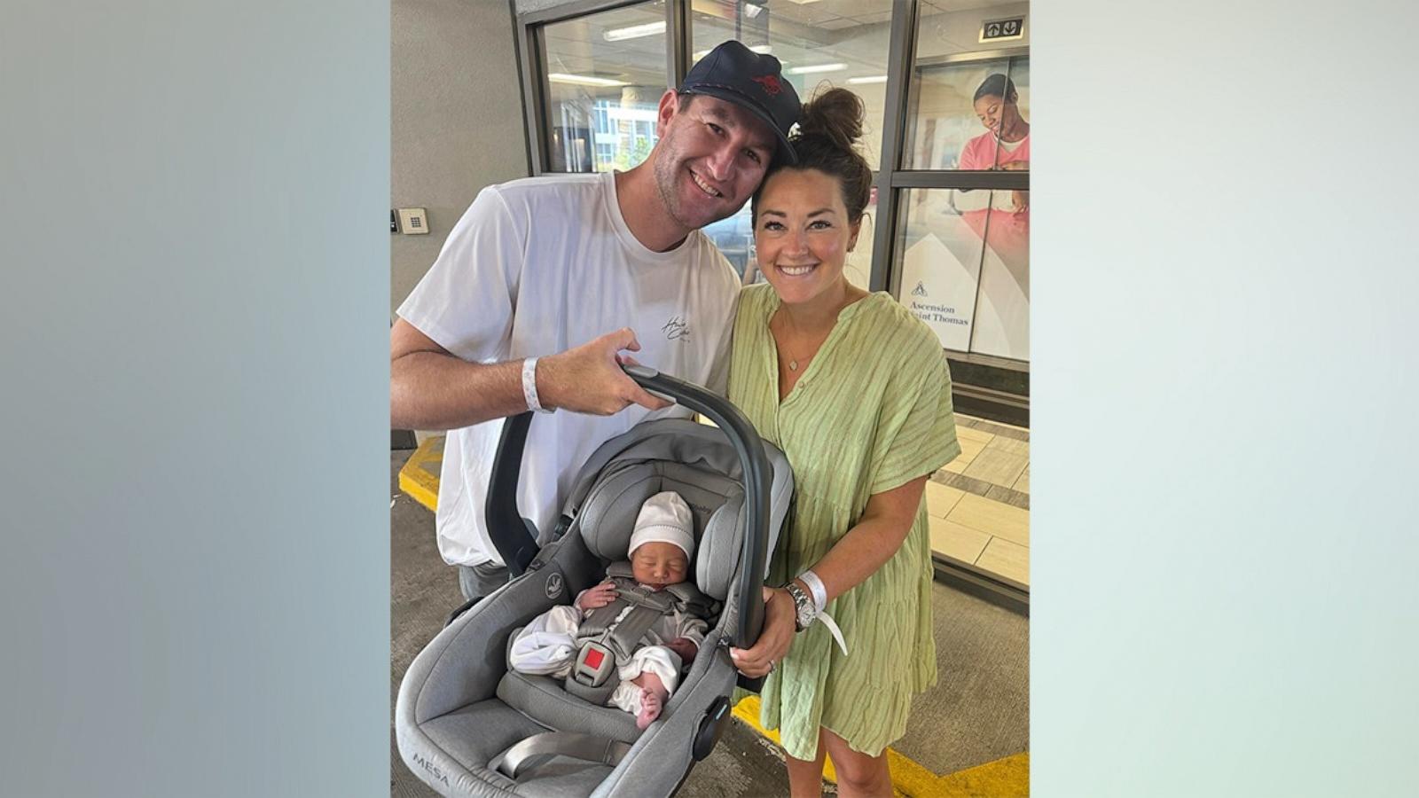 PHOTO: In this photo posted to her Instagram account, Mattie Jackson poses with her husband, Connor Smith, and their new baby Wesley Alan Smith.