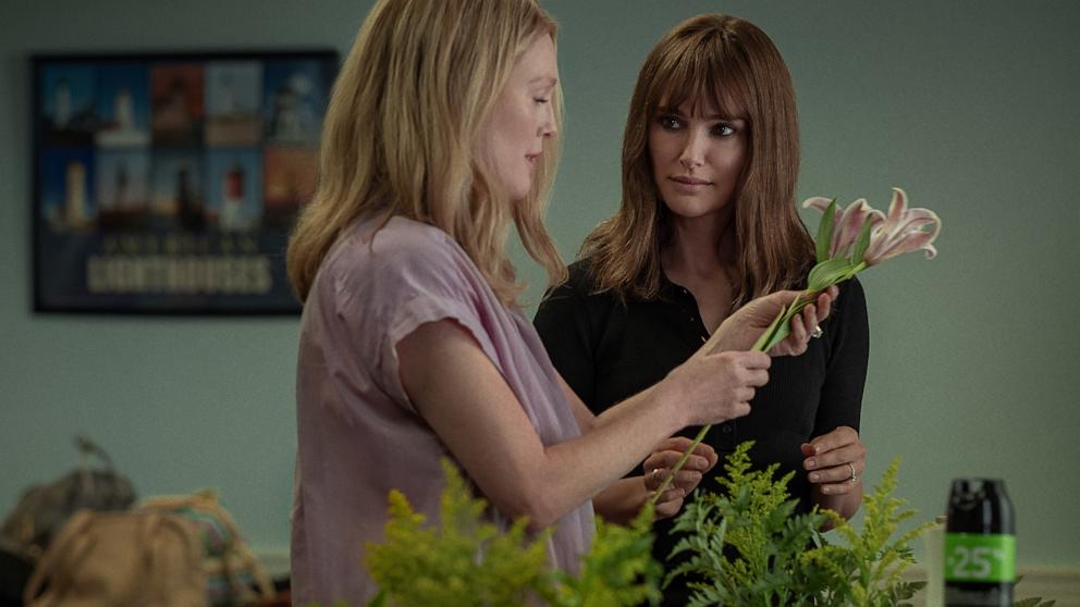 PHOTO: Julianne Moore as Gracie Atherton-Yoo with Natalie Portman as Elizabeth Berry in "May December," 2023.