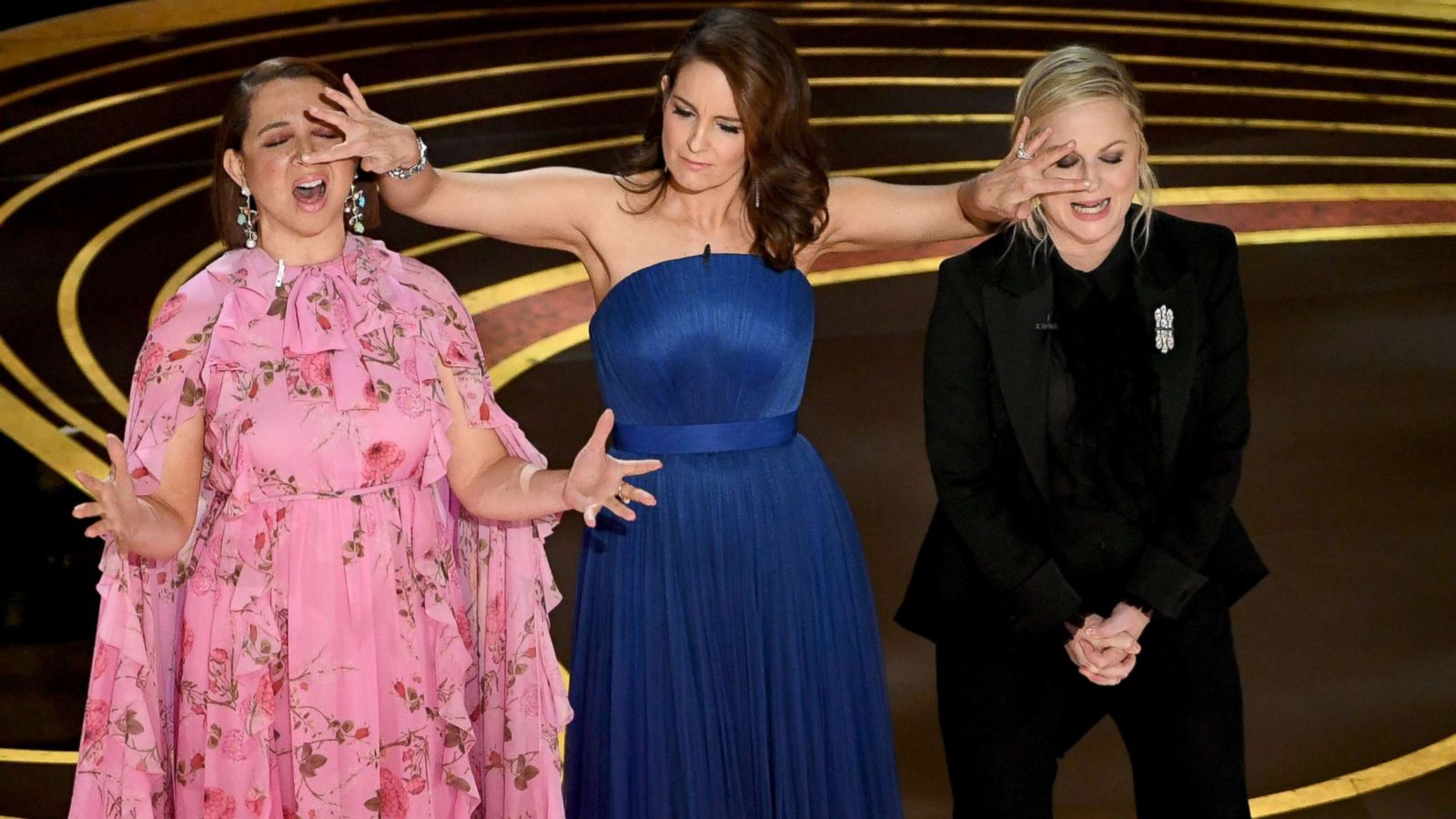 PHOTO: From left, Maya Rudolph, Tina Fey, and Amy Poehler speak onstage during the 91st Annual Academy Awards at Dolby Theatre, Feb. 24, 2019 in Hollywood, Calif.