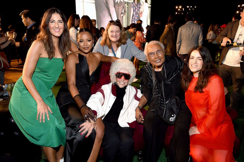 PHOTO: D'Arcy Carden, Chante Adams, Megan Cavanagh, Maybelle Blair, Billie Harris and Abbi Jacobson, Co-Creator & Executive Producer attend the red carpet premiere & screening of "A League Of Their Own" on Aug. 4, 2022, in Los Angeles.