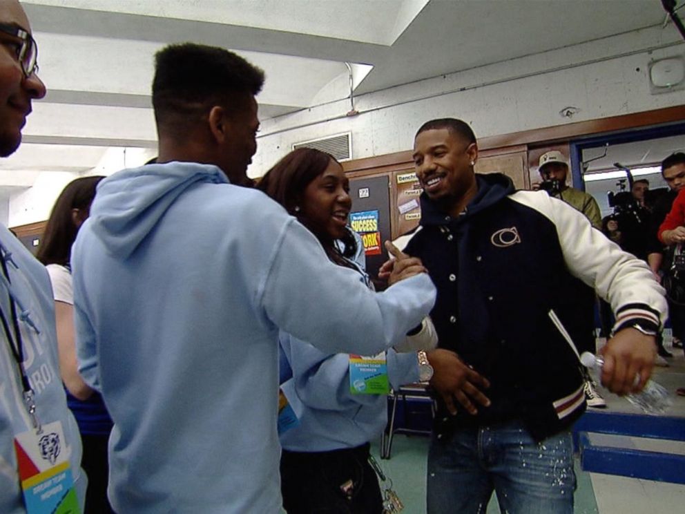 PHOTO: Michael B. Jordan surprised high school students in his hometown of Newark, N.J.