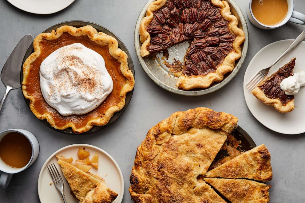 PHOTO: A trio of classic pies for Thanksgiving.