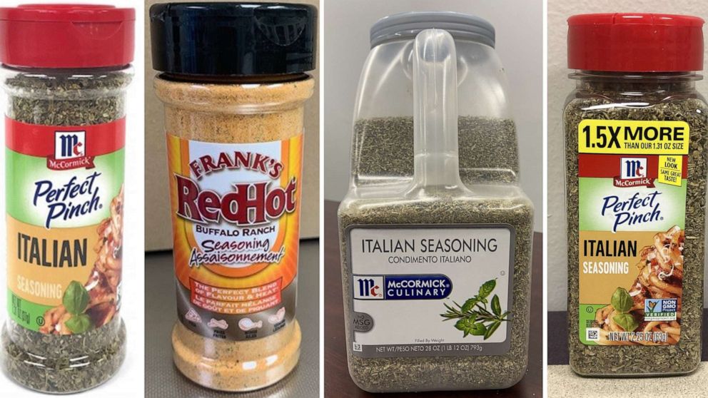 PHOTO: On July 26, 2021, McCormick announced a voluntary recall of McCormick Perfect Pinch Italian Seasoning, McCormick Culinary Italian Seasoning and Frank's RedHot Buffalo Ranch Seasoning, due to "possible contamination with Salmonella."