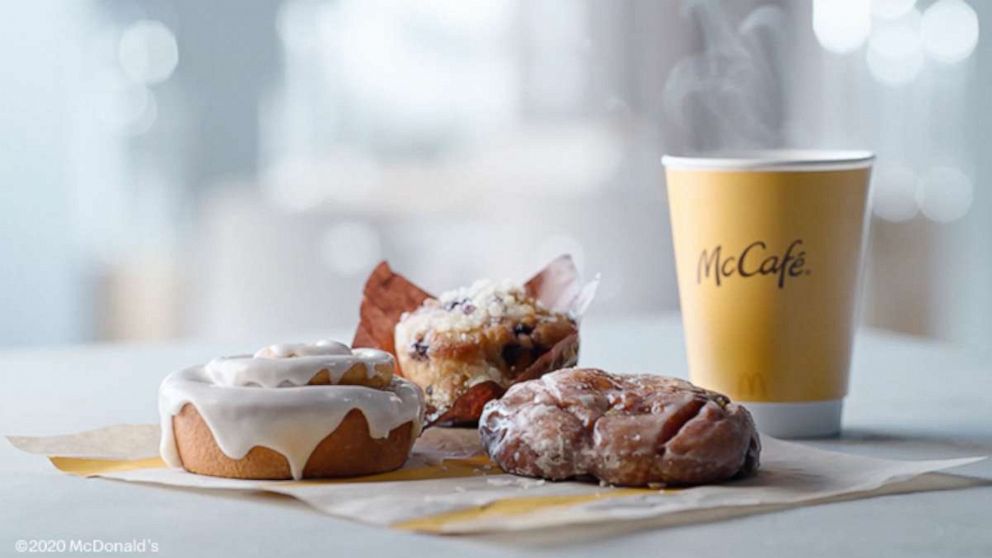 PHOTO: The new bakery lineup from McCafe for McDonald's includes a cinnamon roll, apple fritter and blueberry muffin.