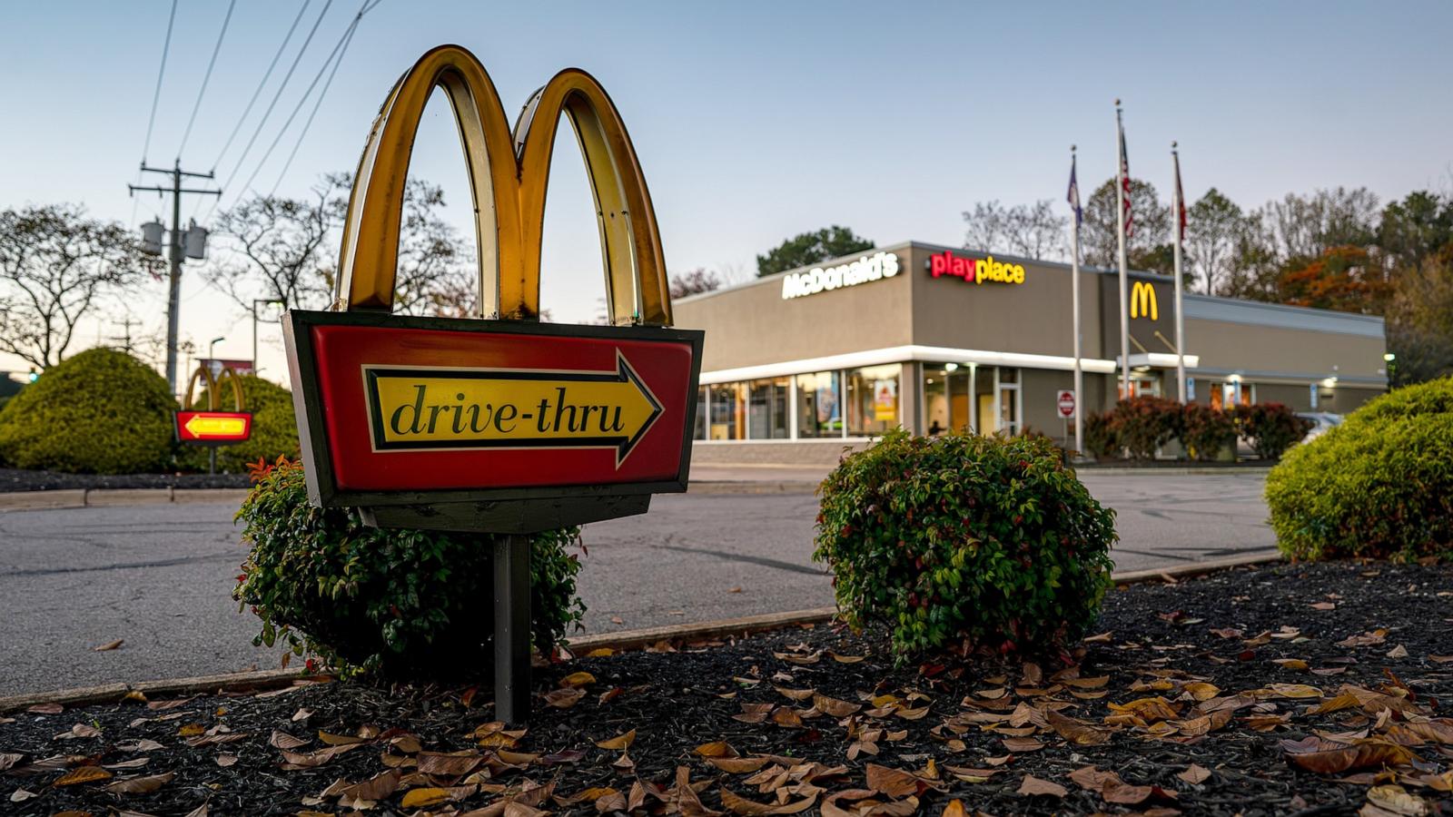 PHOTO: A drive-thru sign at a McDonald's restaurant in Richmond, Virginia, Nov. 3, 2025.