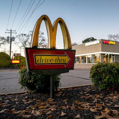 PHOTO: A drive-thru sign at a McDonald's restaurant in Richmond, Virginia, Nov. 3, 2025.