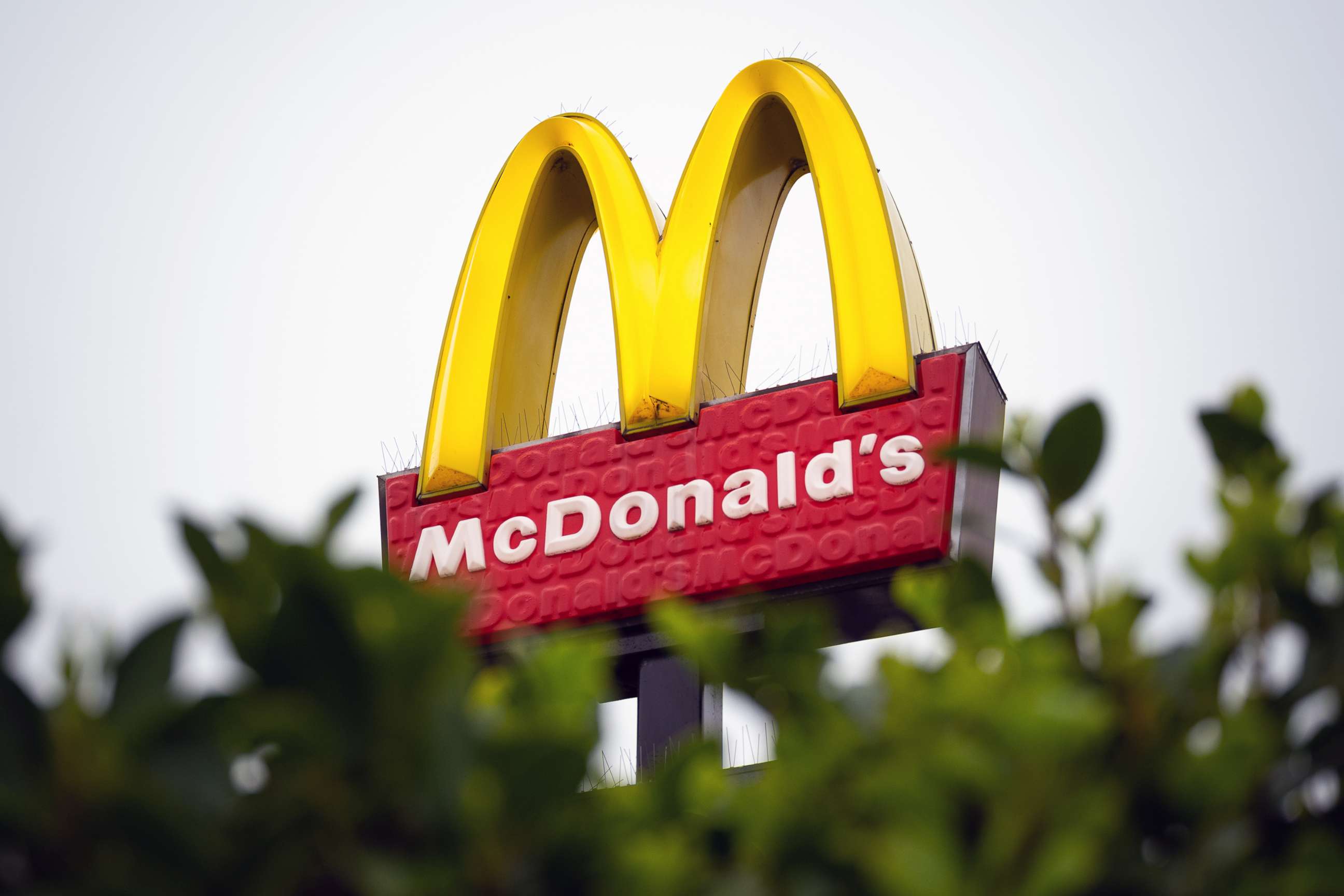 PHOTO: A close-up of a Mcdonald's fast food restaurant sign on March 18, 2020 in Cardiff, United Kingdom.