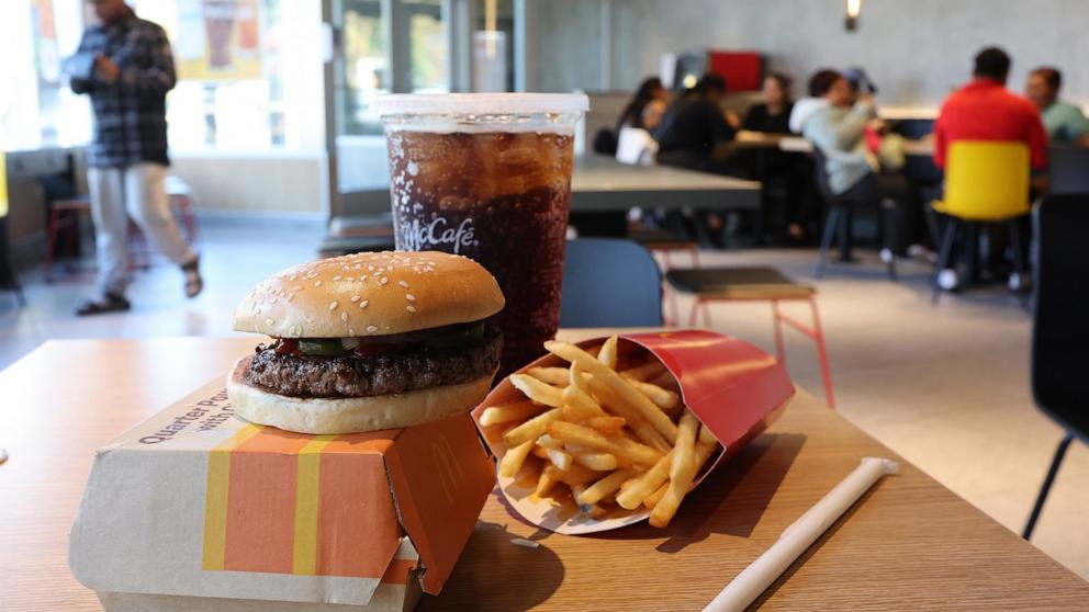 PHOTO: A McDonald's Quarter Pounder hamburger meal is seen at a McDonald's on October 23, 2024 in New York City.