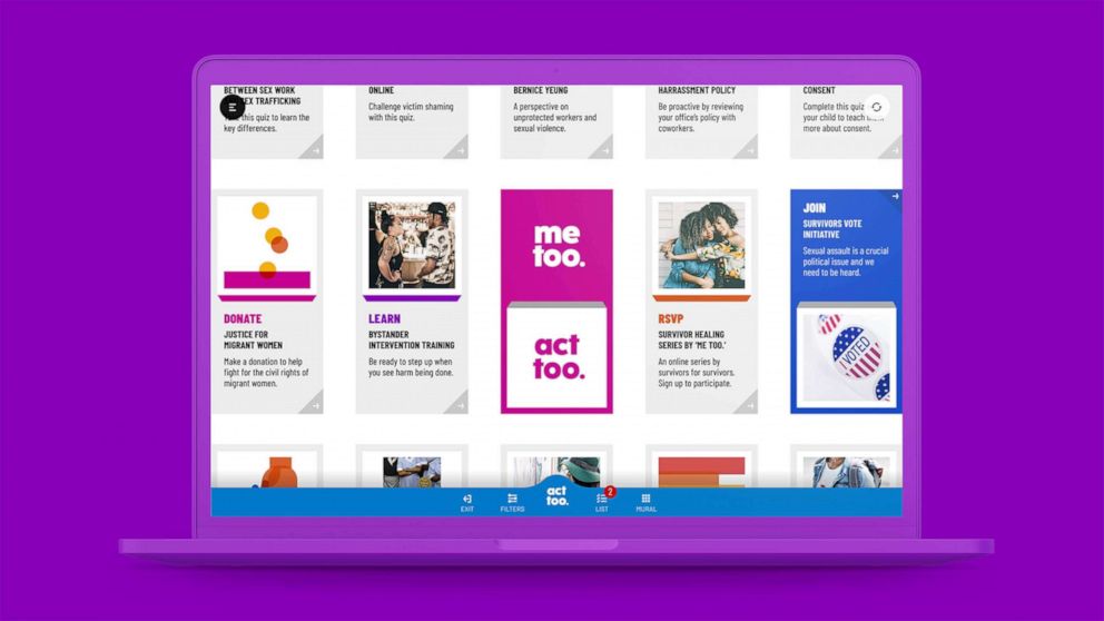 PHOTO: A  screen grab of the digital platform is seen in a promotional image from the 'me too.' Act Too campaign.