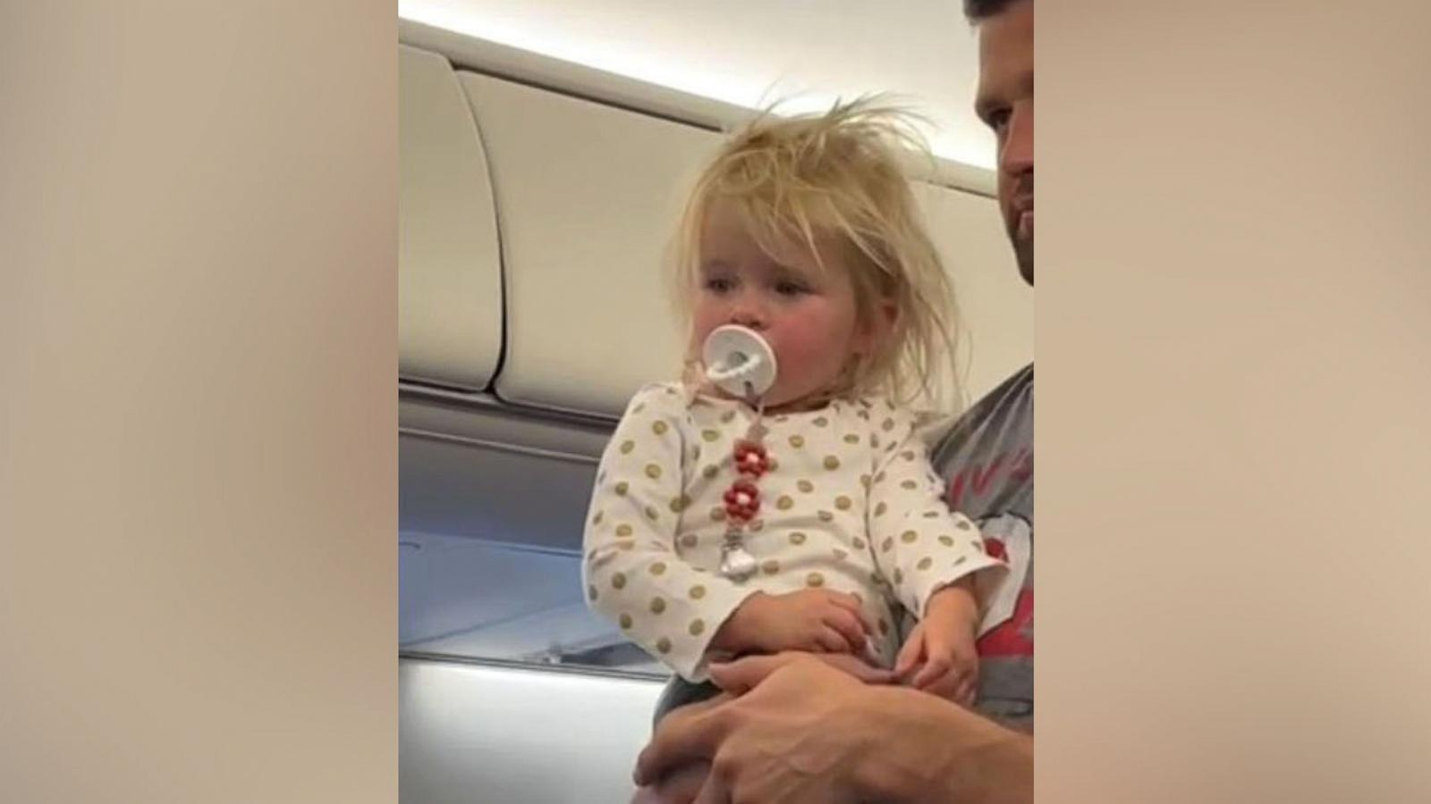 PHOTO: Meadow Biegel, 1, is pictured on a flight from Kansas to Florida in October 2023.