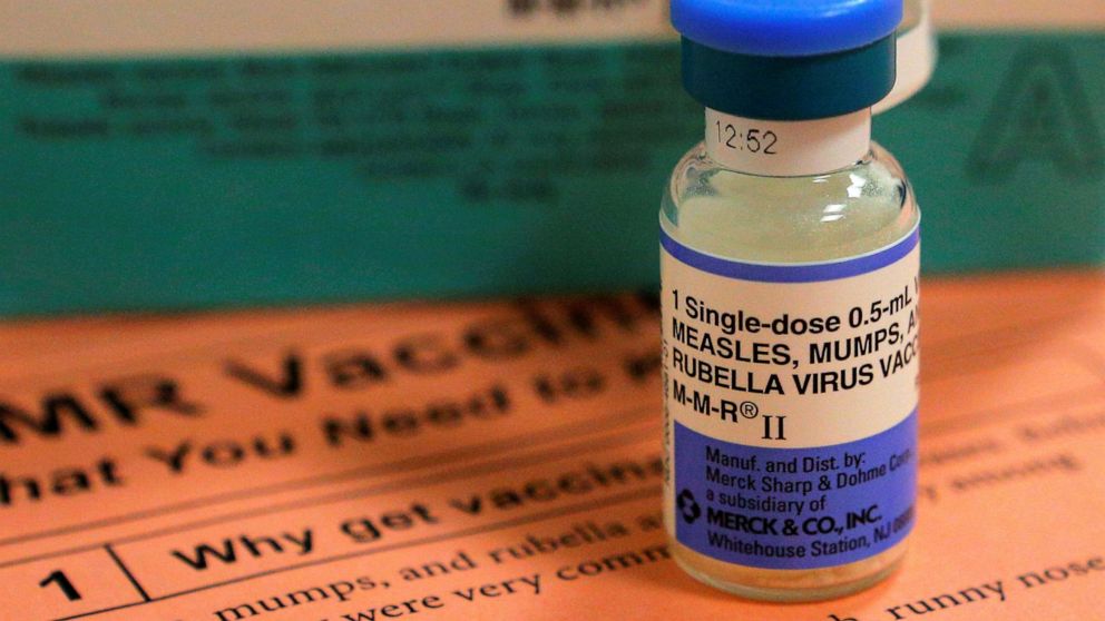 A vial of measles, mumps and rubella vaccine and an information sheet is seen at Boston Children's Hospital in Boston, Feb. 26, 2015.