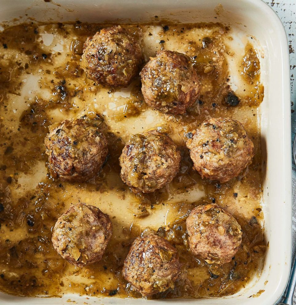 PHOTO: Green chile meatballs by Jen Fisch of KetoIntheCity.com.